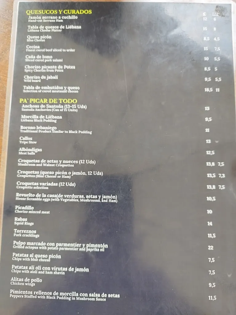 Menu_Bar Restaurante Los Camachos_Cillorigo de Liébana_image_2