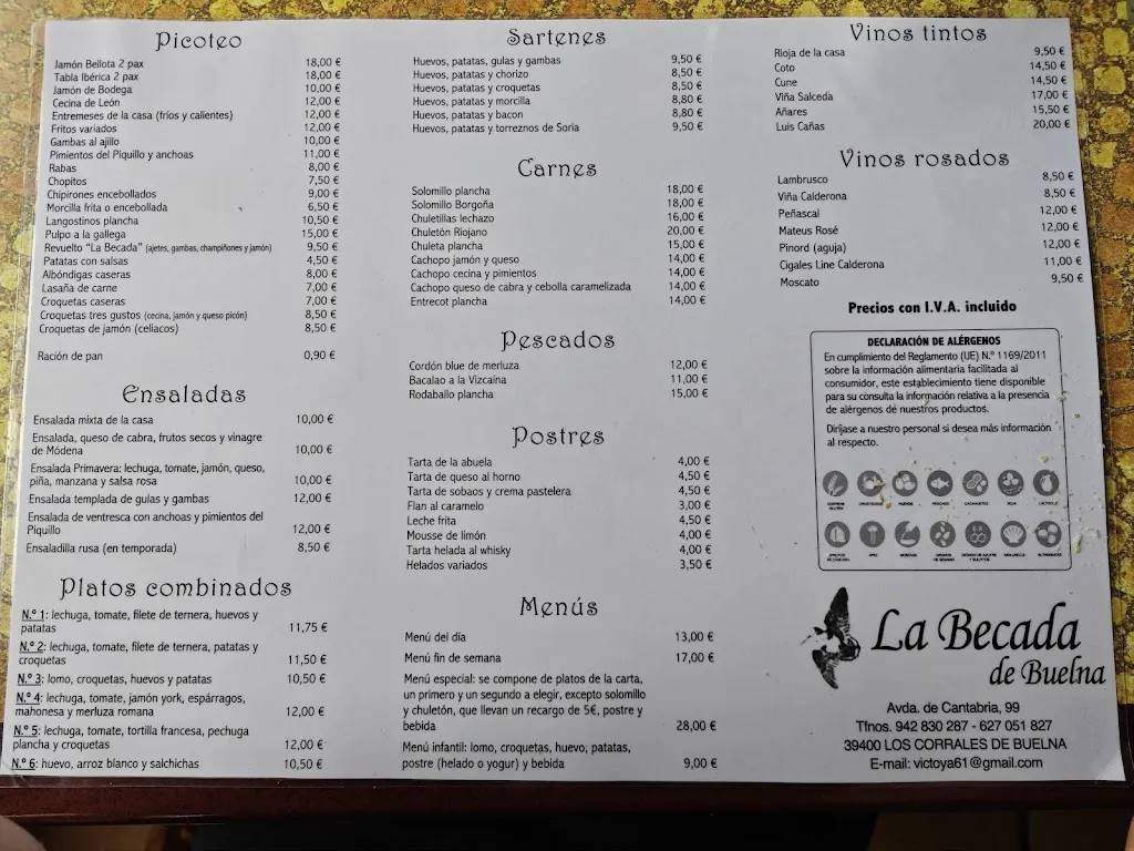 Menu_Restaurante Becada de Buelna_Corrales de Buelna Los_immagine_1