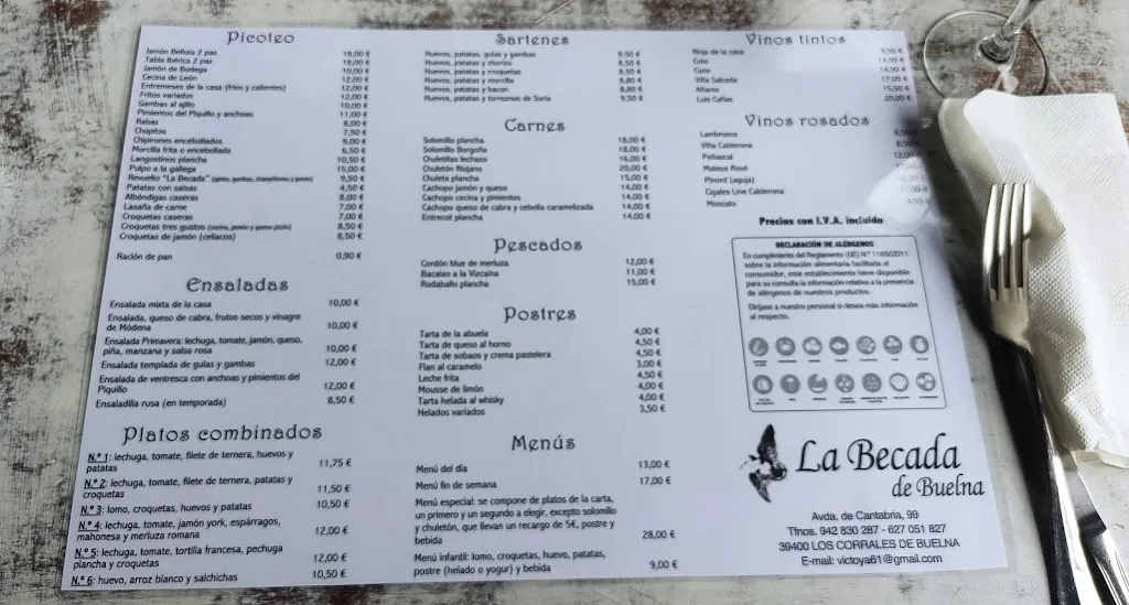 Menu_Restaurante Becada de Buelna_Corrales de Buelna Los_immagine_2