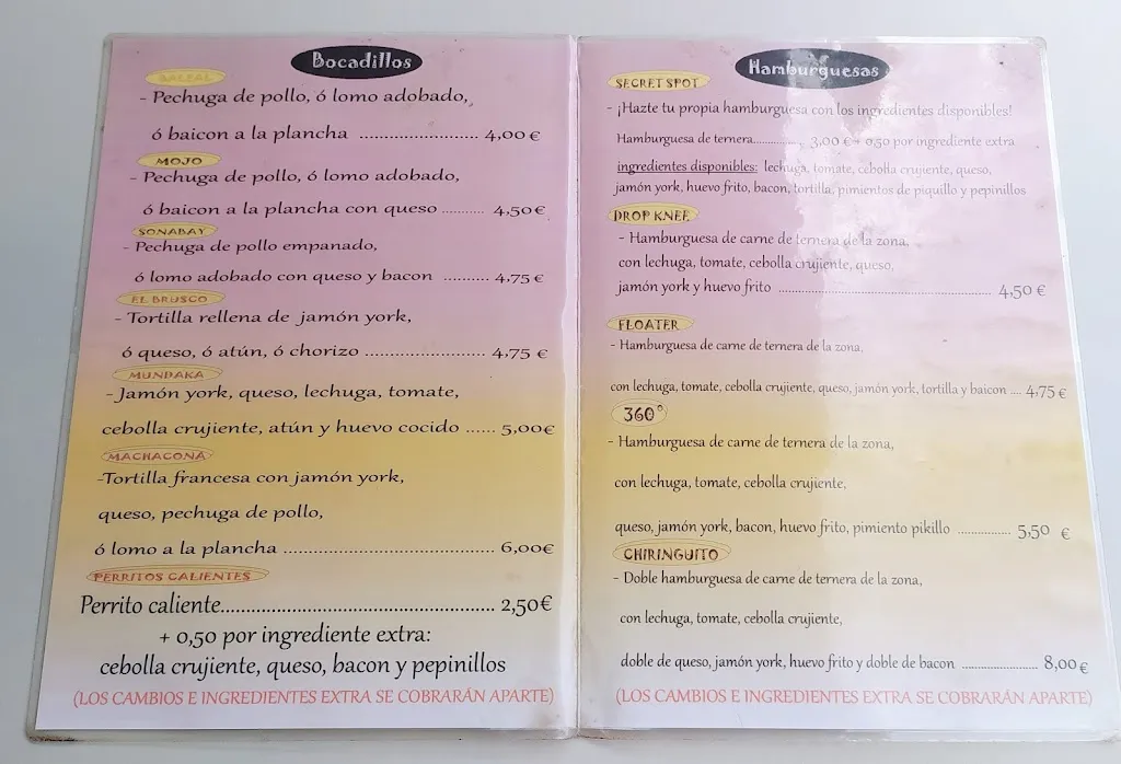 Menu_Bar restaurante EL CHIRINGUITO de Oriñon_Guriezo_immagine_1