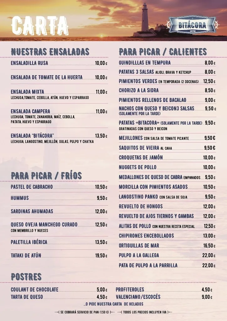 Menu_Restaurante Cafeteria Bitacora_Castro-Urdiales_image_1