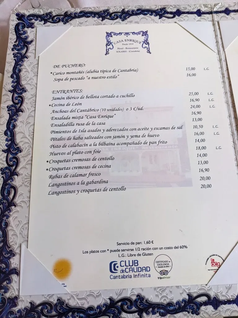 Menü_Restaurante Casa Enrique_Medio Cudeyo_Bild_2
