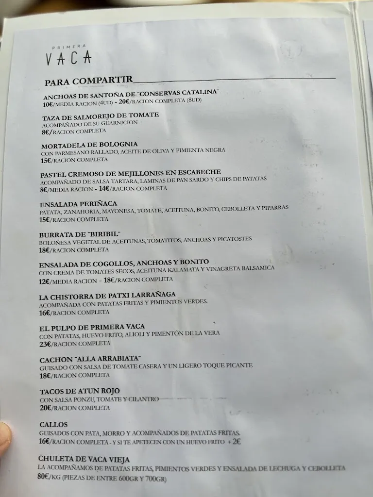 Menu_Restaurante Primera Vaca_Marina de Cudeyo_immagine_2