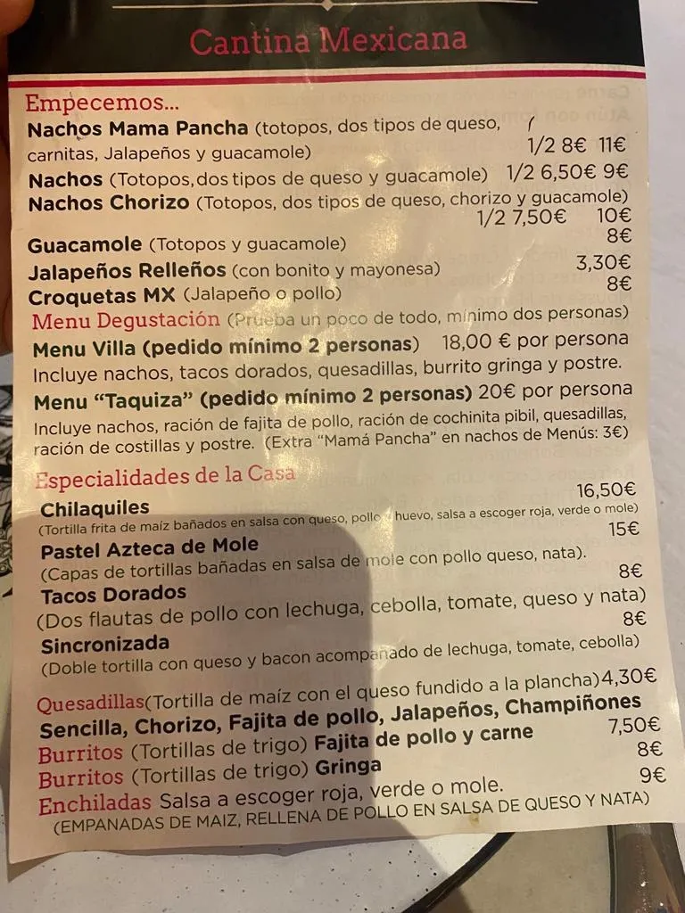 Menu_Mama Pancha Cantina Mexicana_Puente Viesgo_image_1