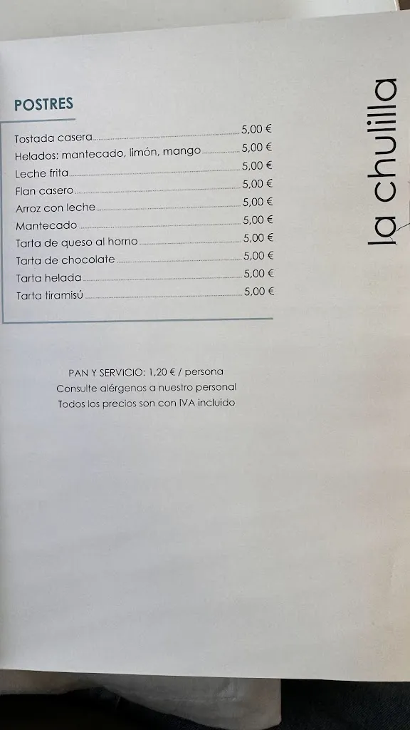 Menu_Marisquería Santander La Chulilla_Provincia de Cantabria_image_3