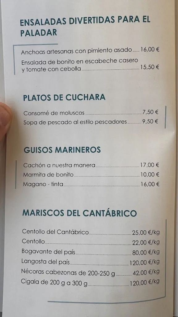 Menu_Marisquería Santander La Chulilla_Provincia de Cantabria_image_4