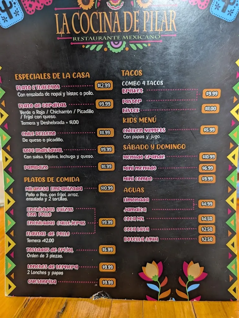 Menu_La Cocina de Pilar - Restaurante Mexicano_Laredo_image_1