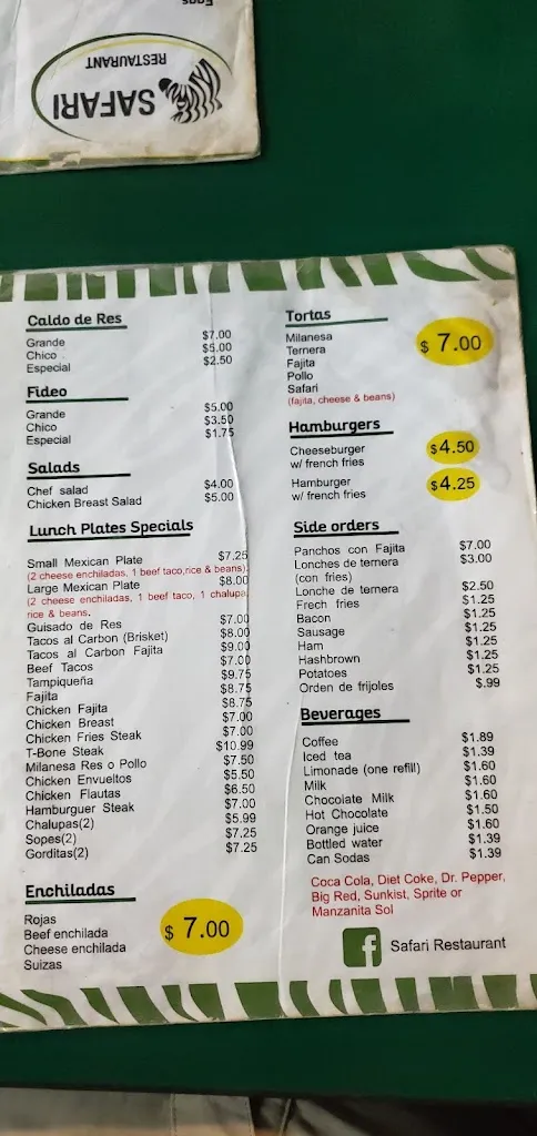 Menu_Safari Restaurant_Laredo_image_3
