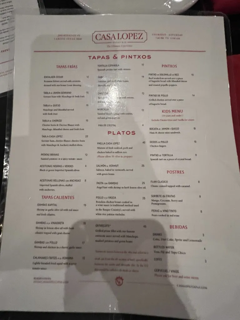 Menu_Casa Lopez Tapas Bar_Laredo_image_2