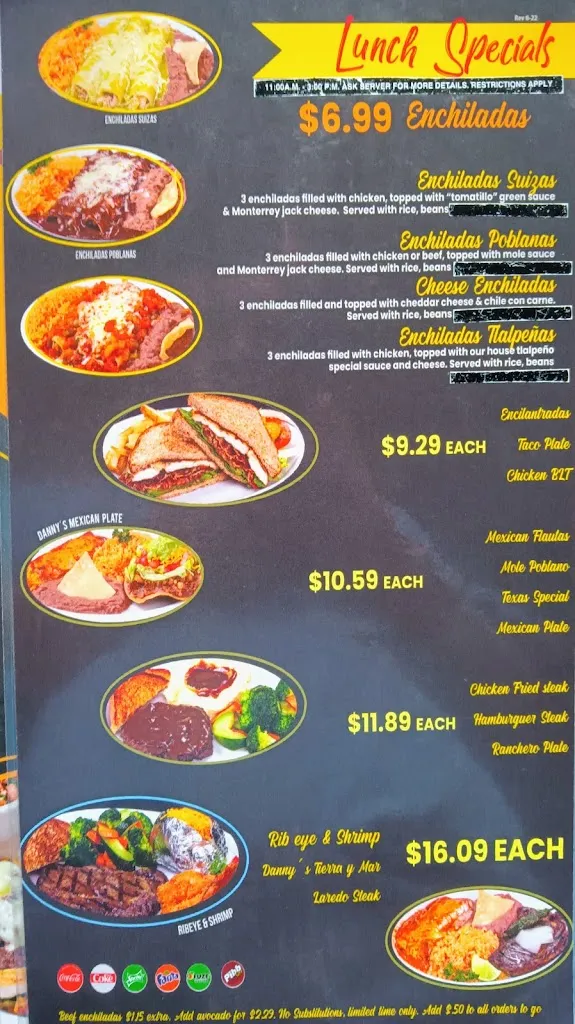 Menu_Danny's Restaurant_Laredo_image_1