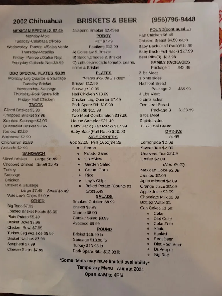 Menu_Briskets & Beer Smokehouse_Laredo_image_1