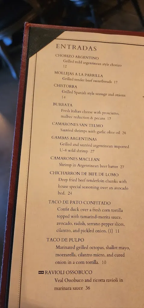 Menu_San Telmo Argentinean Steakhouse_Laredo_immagine_4