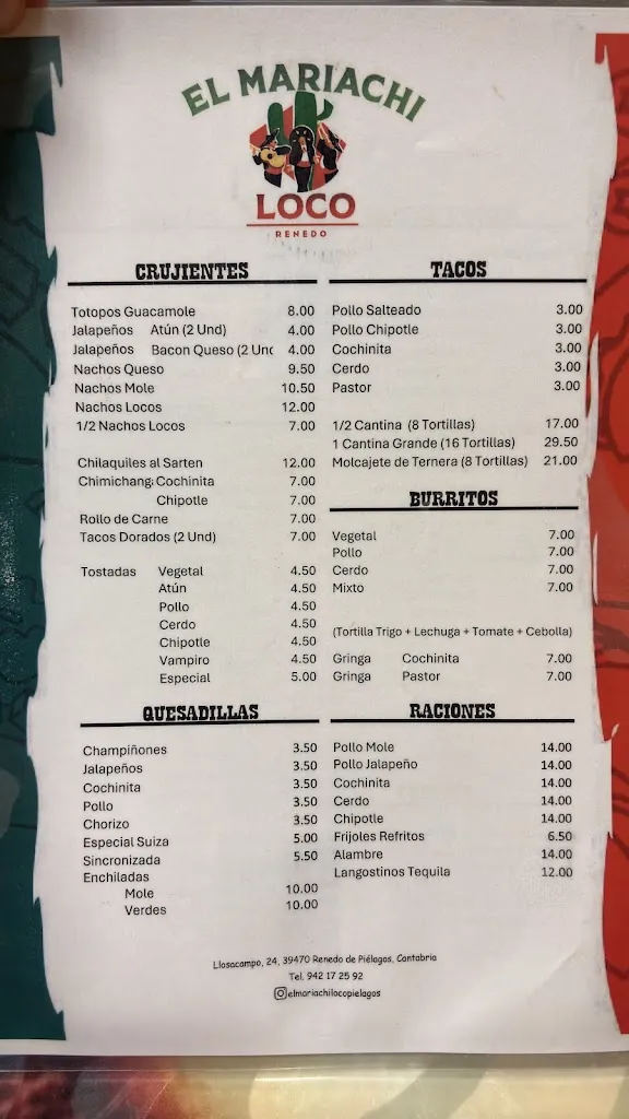 Menu_El Mariachi Loco_Piélagos_image_2