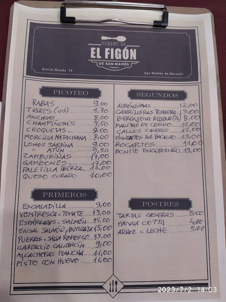 Menu_El Figón de San Mamés_San Miguel de Meruelo_immagine_1