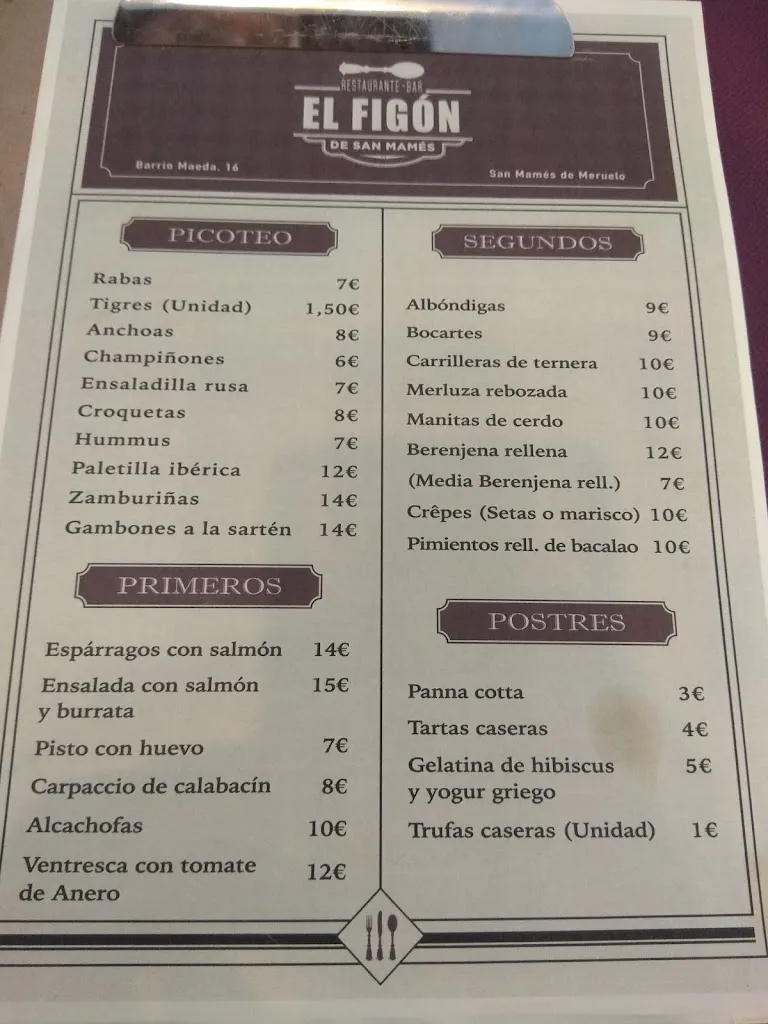 Menu_El Figón de San Mamés_San Miguel de Meruelo_immagine_2
