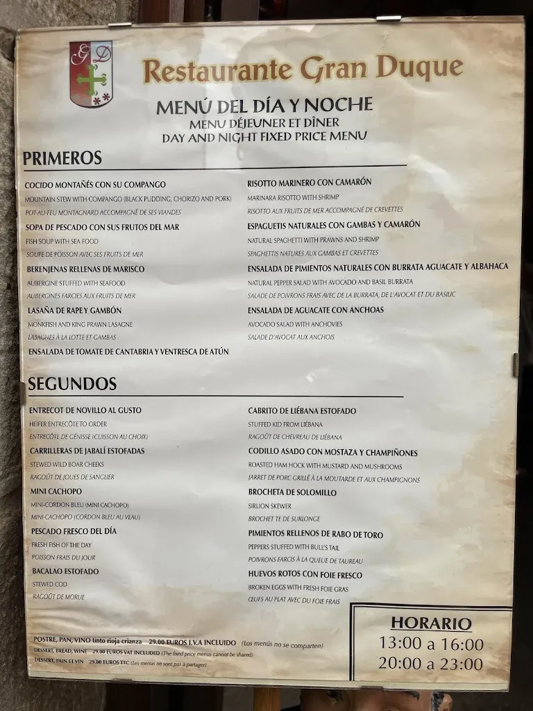 Menu_Restaurante Gran Duque_Santillana del Mar_image_1