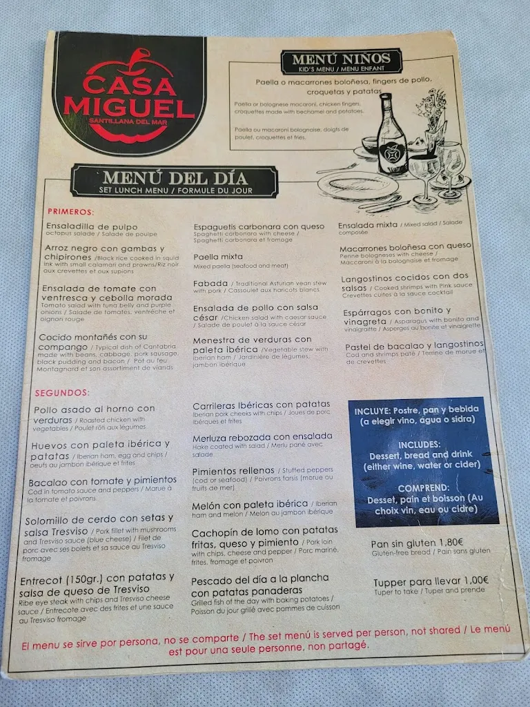 Menü_Terraza-Restaurante Casa Miguel_Santillana del Mar_Bild_4