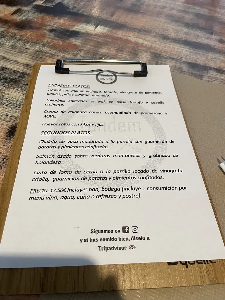 Menu_Tandem_Santa Cruz de Bezana_image_2