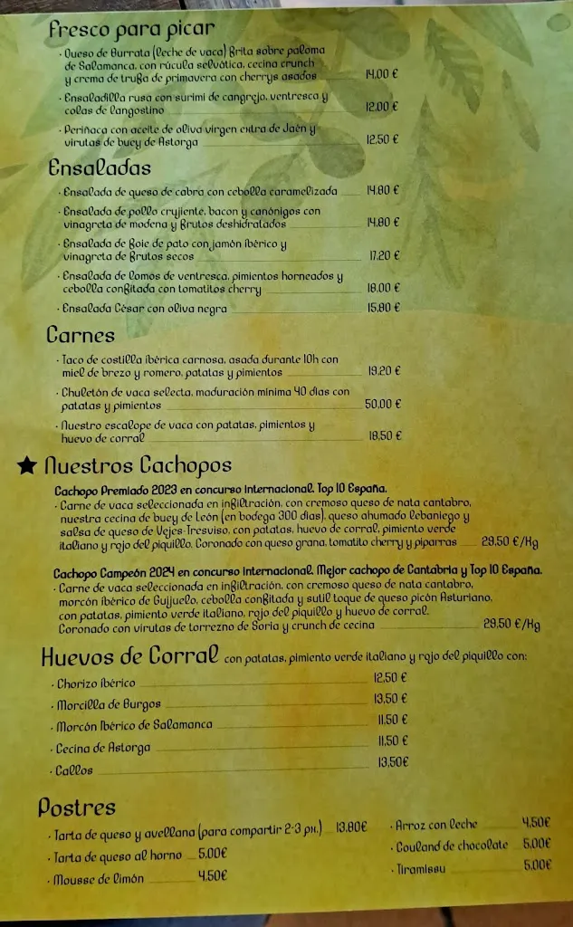 Menu_Mesón Dos Pozos y Jimena_Santa Cruz de Bezana_image_4