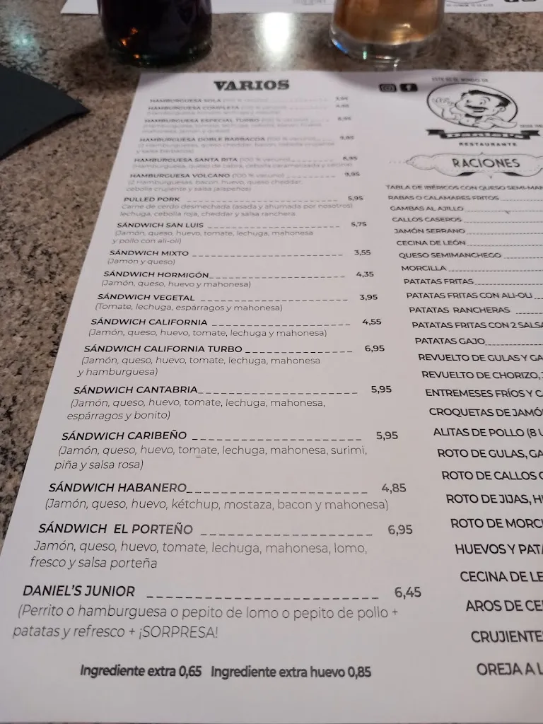 Menu_Restaurante Daniel's_Santa Cruz de Bezana_image_1