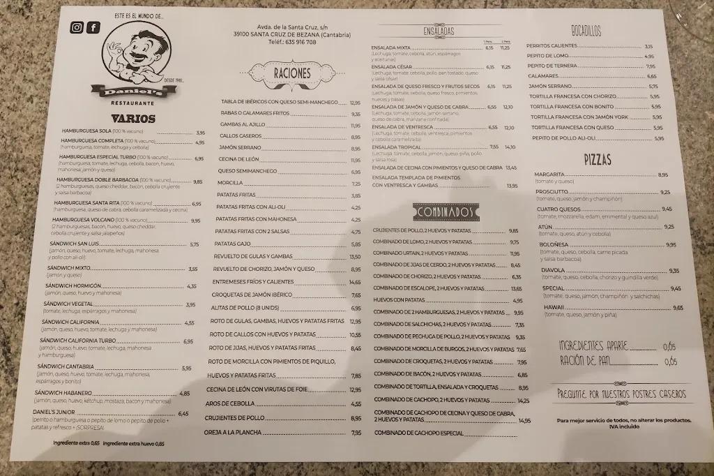 Menu_Restaurante Daniel's_Santa Cruz de Bezana_image_2