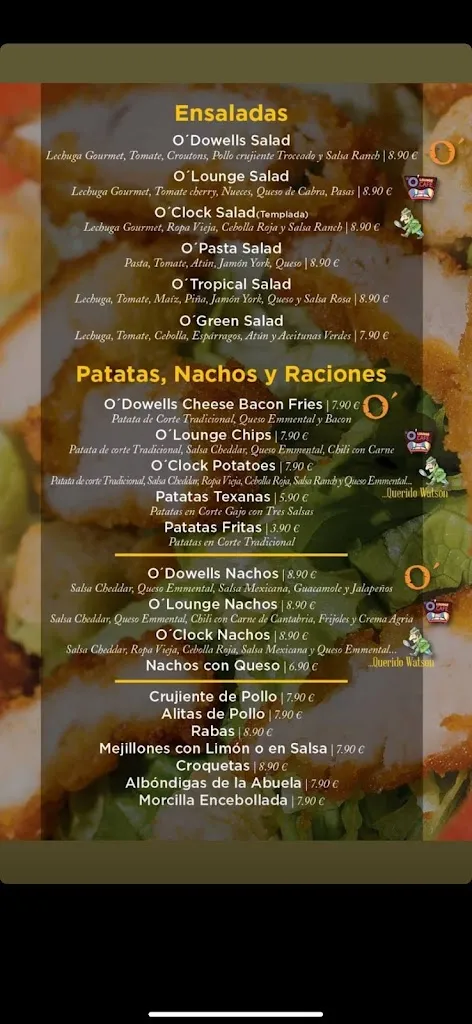 Menu_O´Dowells Sports Tavern_Santa Cruz de Bezana_image_4