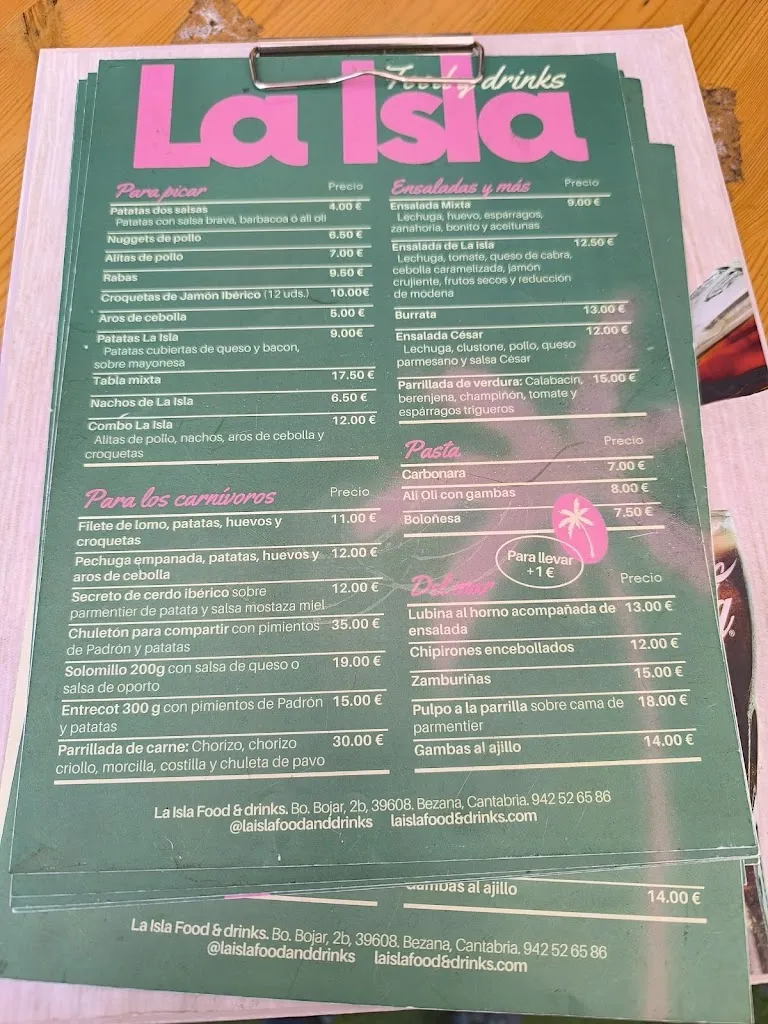 Menu_La Isla_Santa Cruz de Bezana_image_1