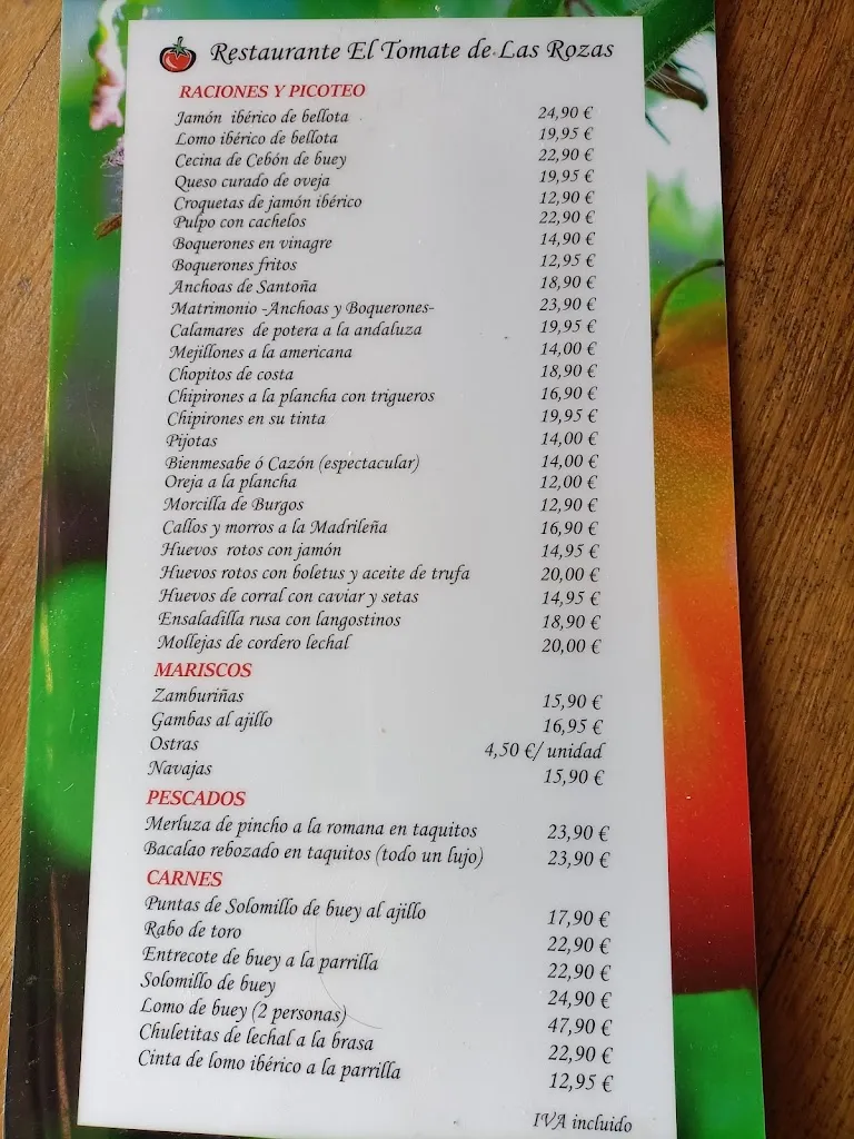 Menu_Restaurante El Tomate de las Rozas_Rozas de Valdearroyo Las_image_1