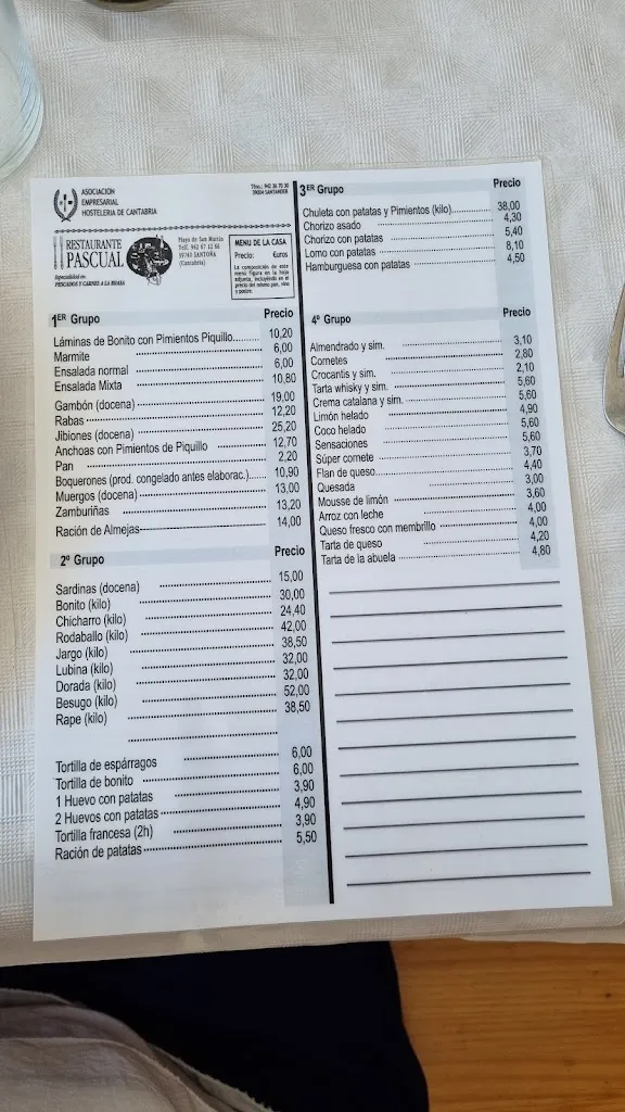 Menu_Restaurant Pascual 