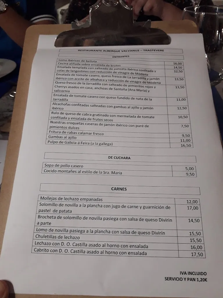 Menu_Restaurante Valvanuz-Trastevere_Selaya_image_2