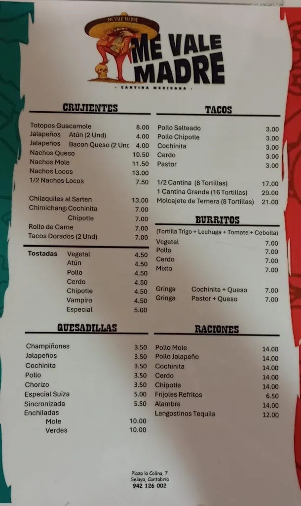 Menü_CANTINA MEXICANA ME VALE MADRE_Selaya_Bild_2