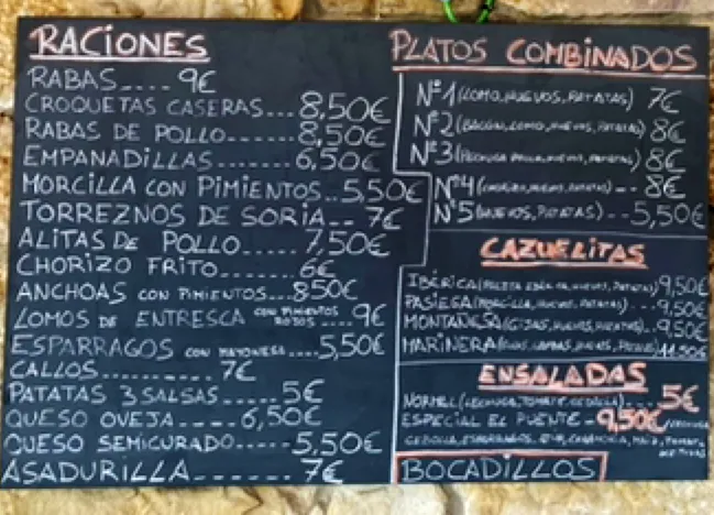 Menu_Bar El Puente_Selaya_image_1