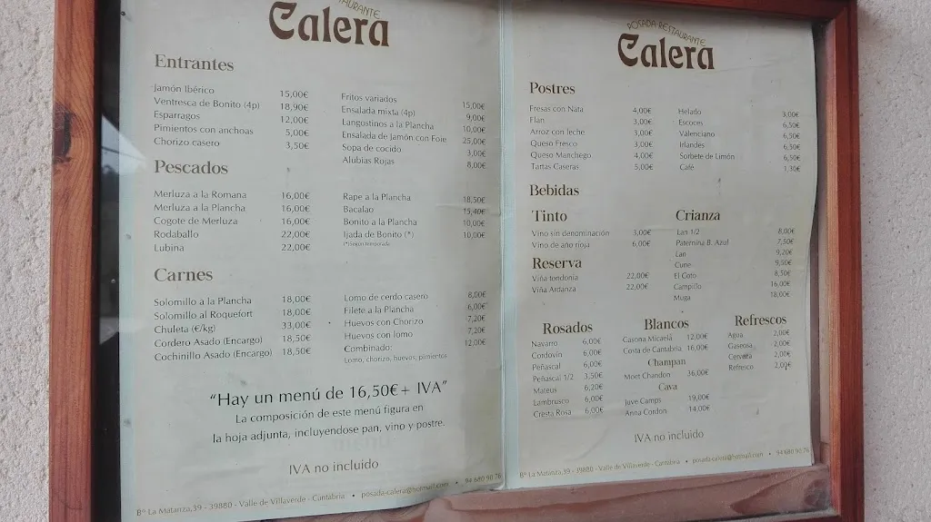 Menu_Bar-Restaurante Calera._Valle de Villaverde_image_3