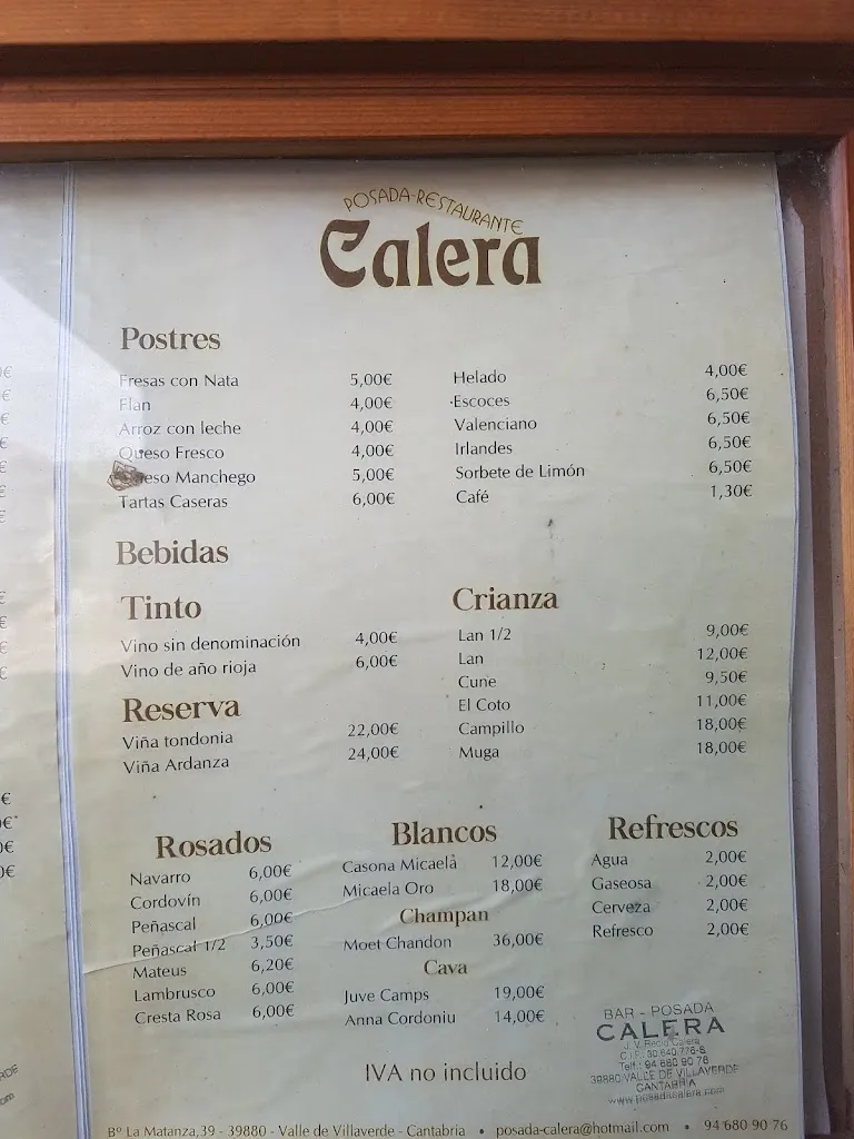 Menu_Bar-Restaurante Calera._Valle de Villaverde_image_4