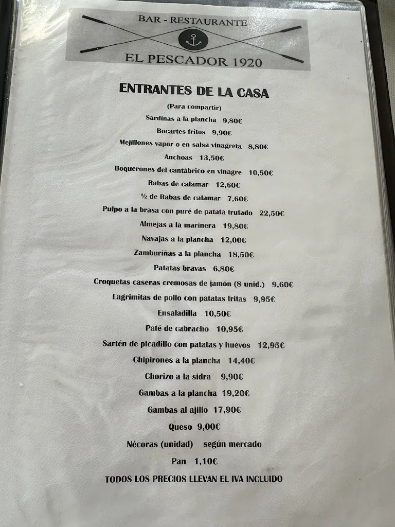 Menu_Restaurante El Pescador_San Vicente de la Barquera_immagine_1