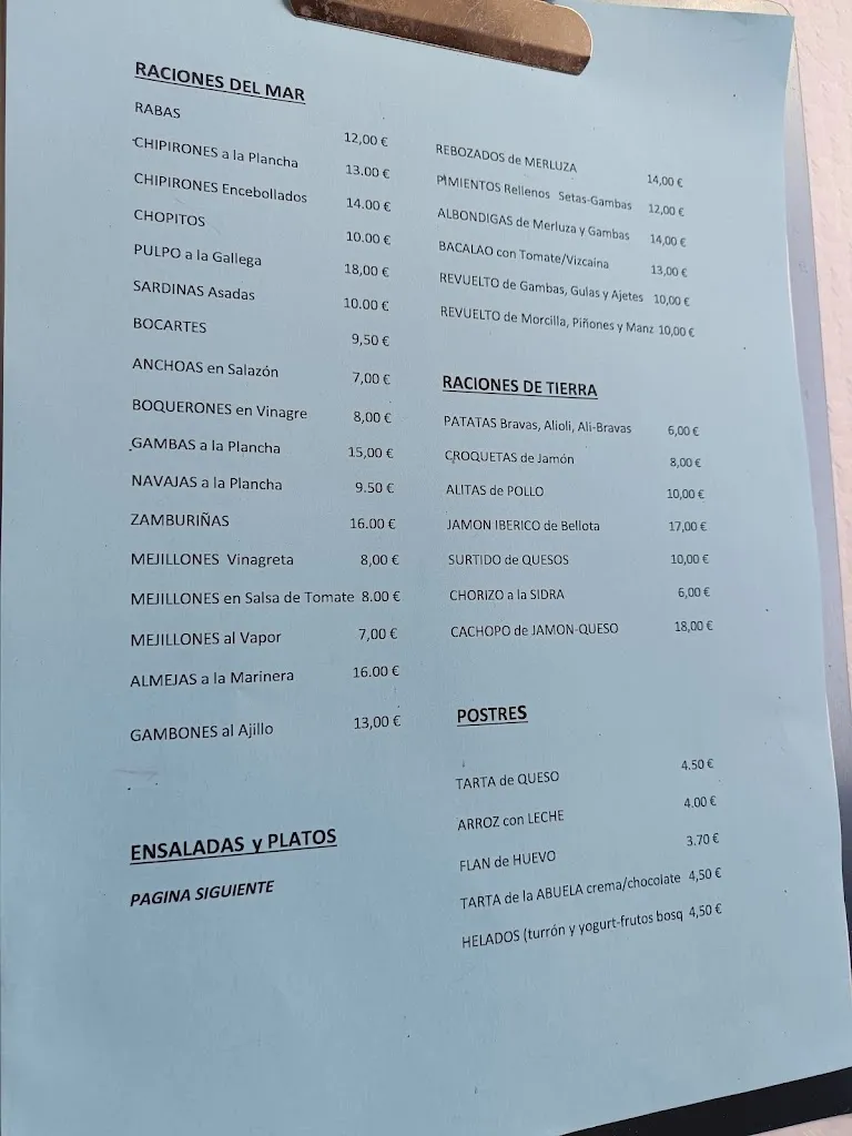 Menu_Bar Restaurante La Folía_San Vicente de la Barquera_immagine_1