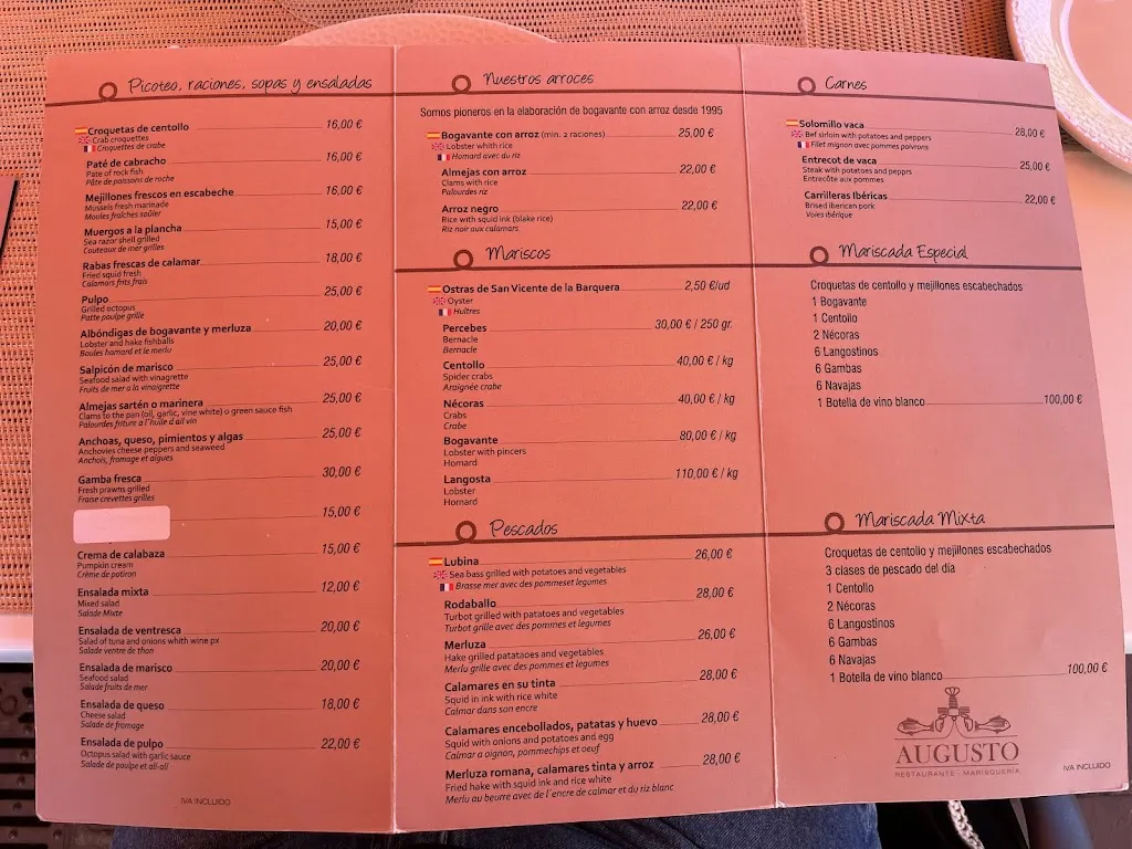 Menü_Restaurante Augusto_San Vicente de la Barquera_Bild_1