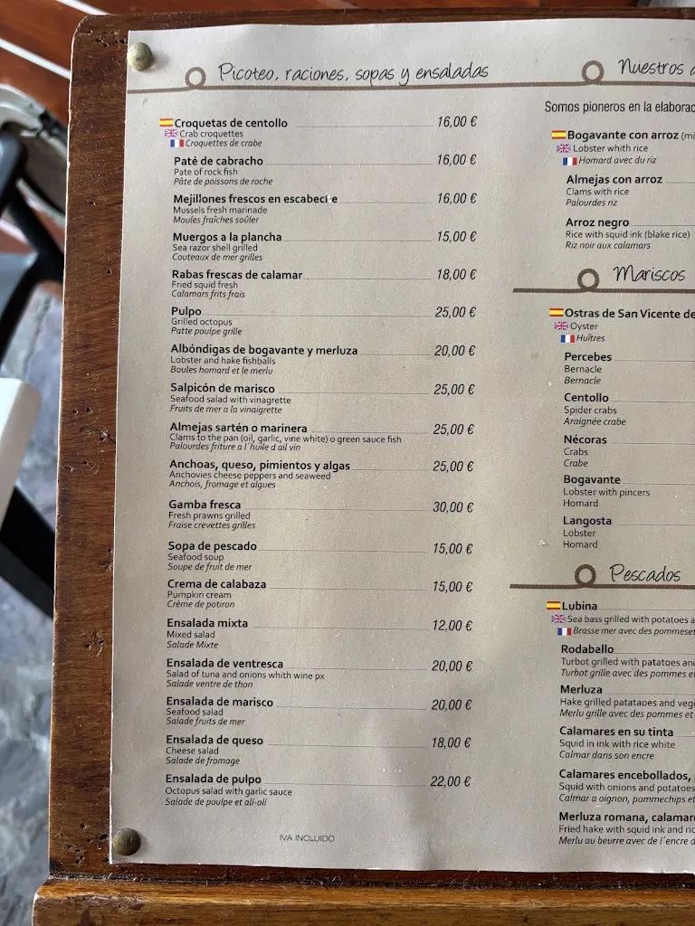 Menü_Restaurante Augusto_San Vicente de la Barquera_Bild_3