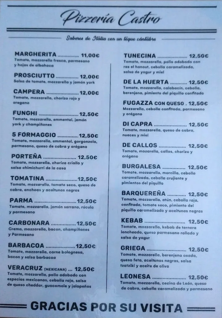Menu_Pizzería Castro_San Vicente de la Barquera_image_4