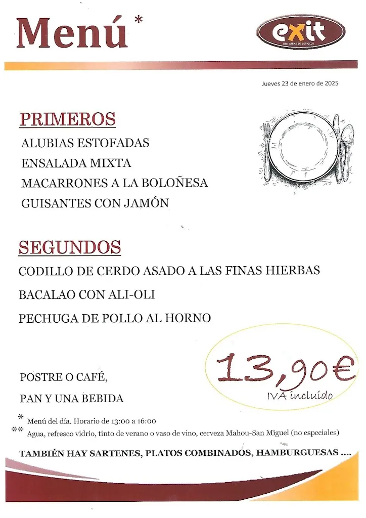 Menu_Restaurante Exit La Gineta_Gineta La_image_1