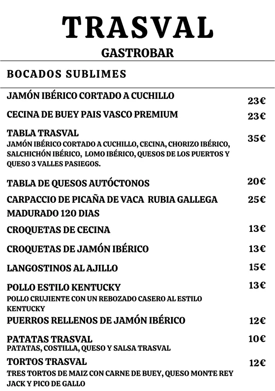 Menu_Trasval Gastrobar_San Vicente de la Barquera_immagine_1