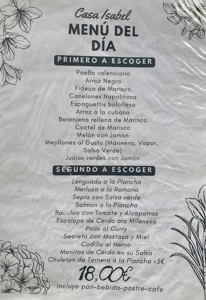 Menu_Casa Isabel_Alcalà de Xivert_image_1