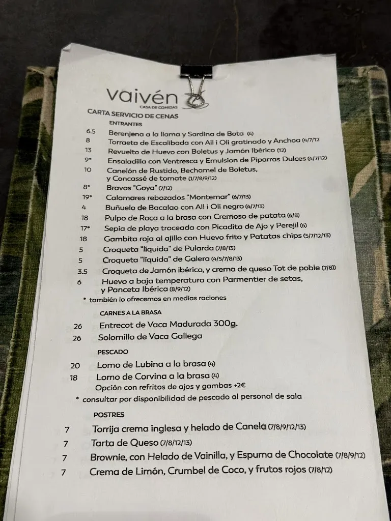 Menu_VAIVÉN casa de comidas_Alcalà de Xivert_immagine_1