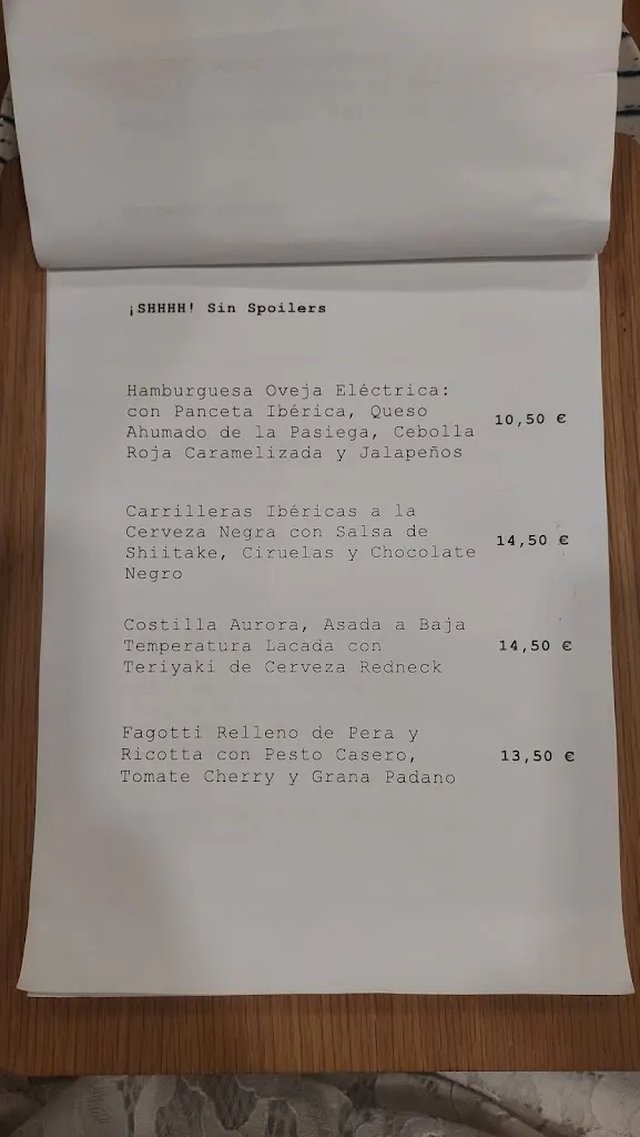 Menu_La Oveja Eléctrica_Torrelavega_image_2