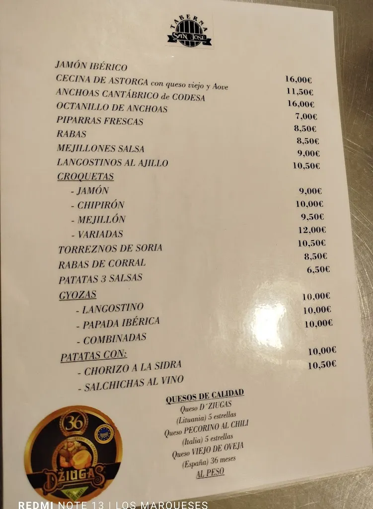 Menu_Taberna San José_Torrelavega_image_1