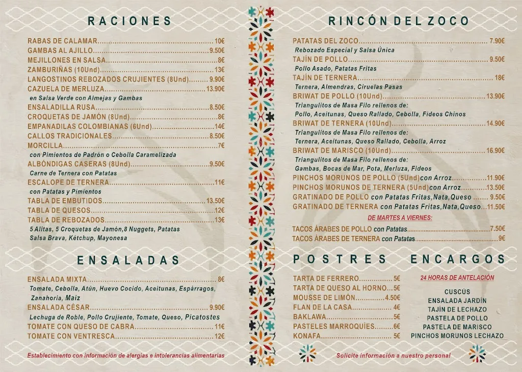 Menu_El Zoco_Torrelavega_immagine_2