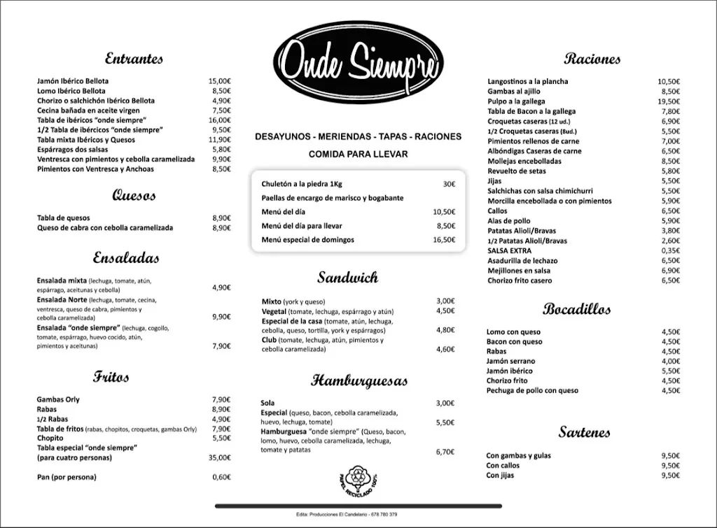 Menu_Onde Siempre_Torrelavega_immagine_2