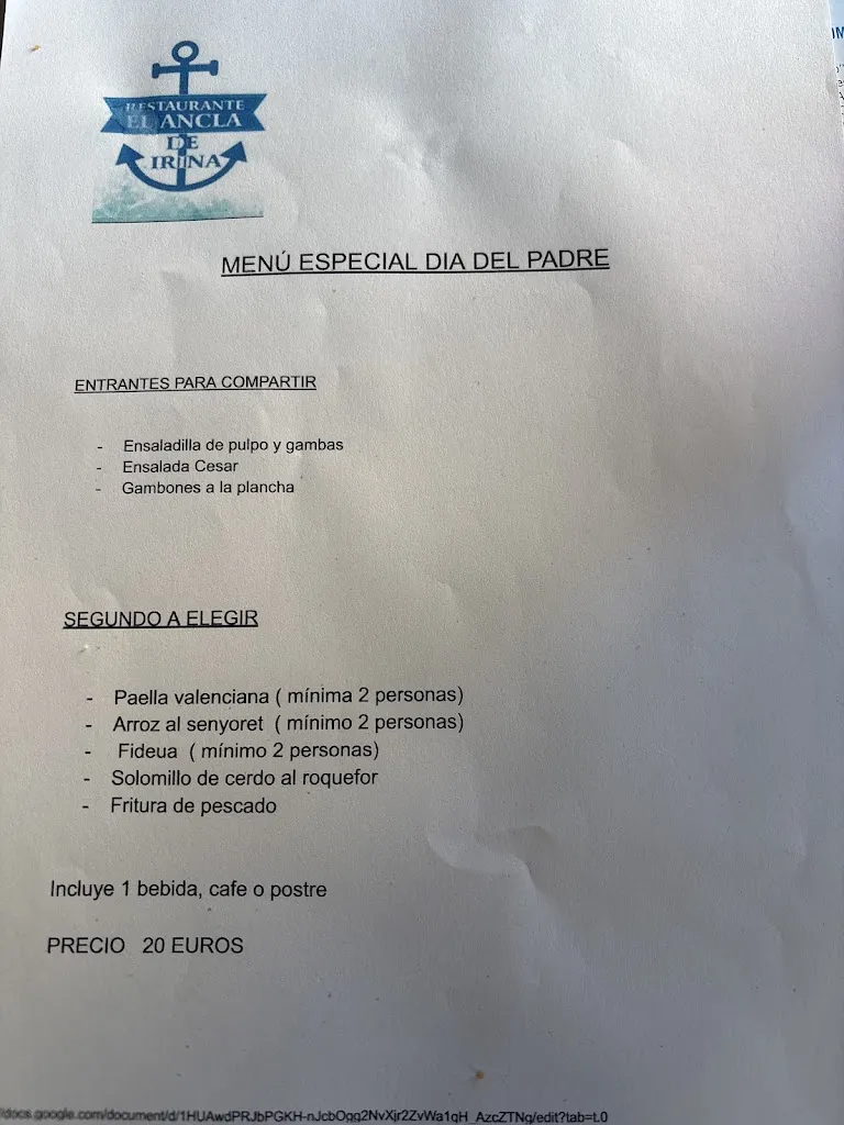 Menu_EL ANCLA DE IRINA_Almenara_immagine_1