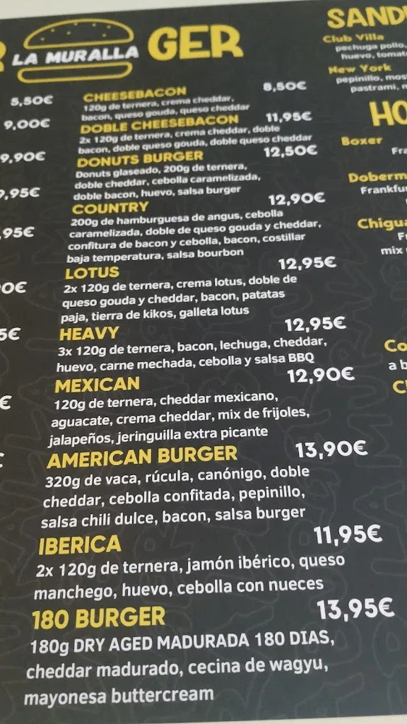 Menu_Muralla Burgers - Almenara_Almenara_immagine_4