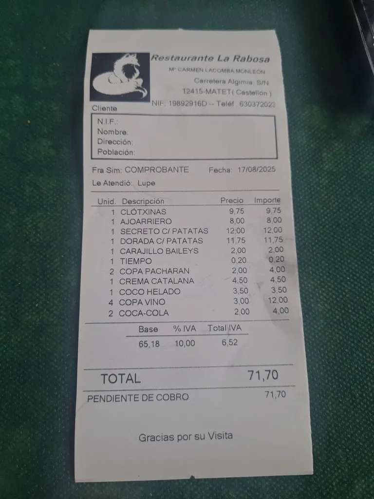 Esther Valero Lopez_Restaurante La Rabosa_Arañuel_review